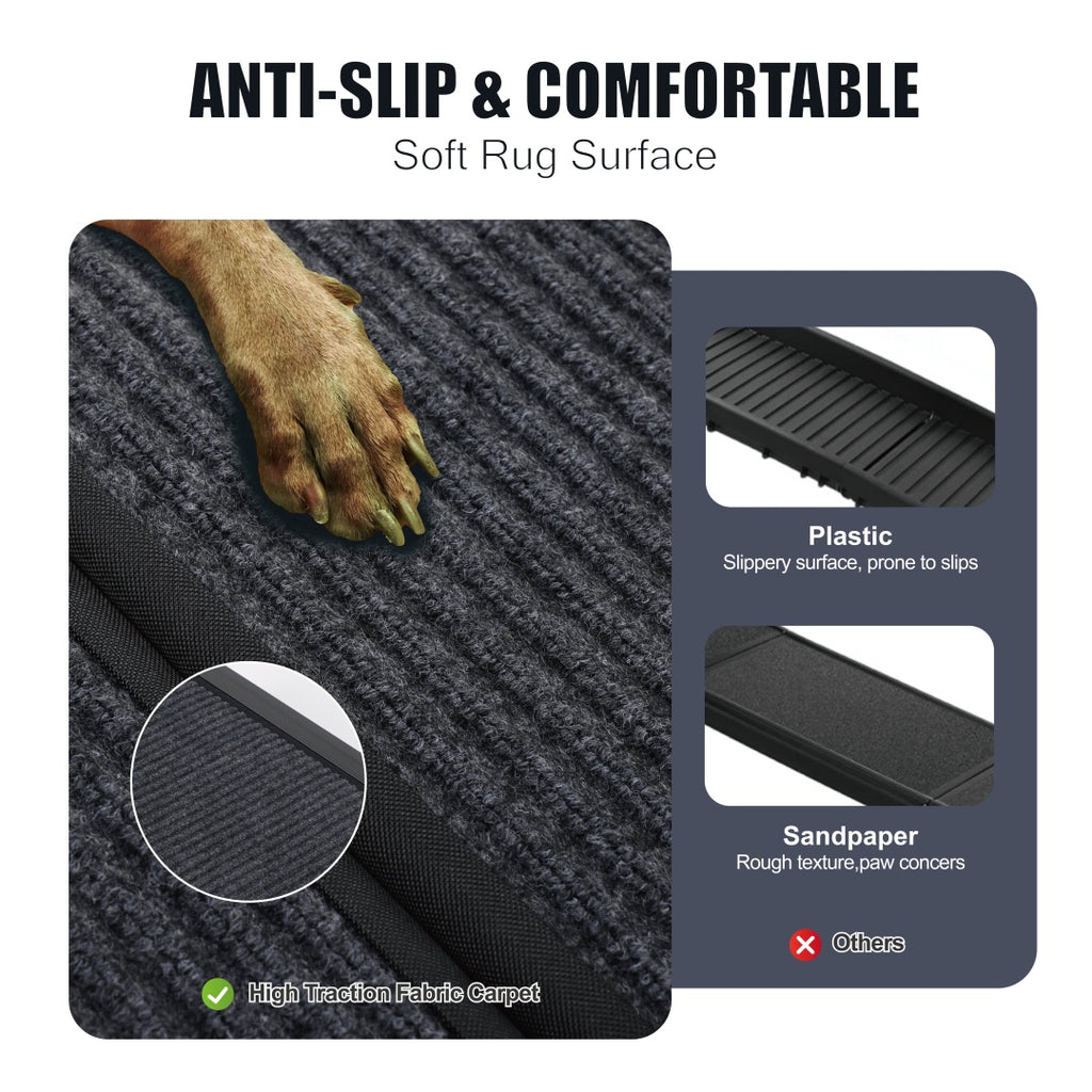 65″ Folding Dog Car Ramp – Lightweight Aluminum Ramp with Non-Slip Surface, Supports Up to 250 lbs