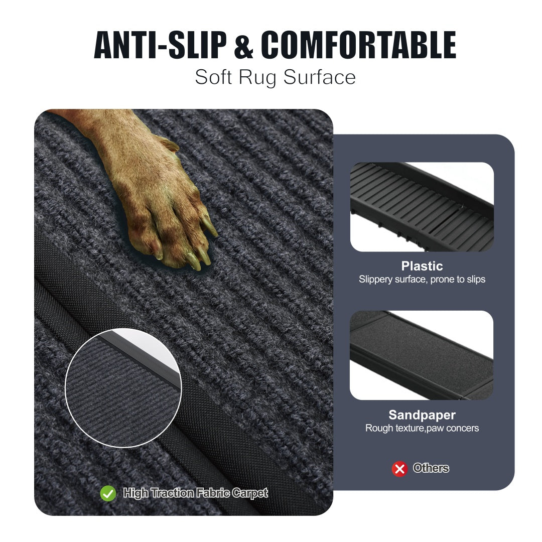 65″ Folding Dog Car Ramp – Lightweight Aluminum Ramp with Non-Slip Surface, Supports Up to 250 lbs