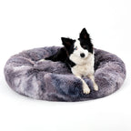 Fluffy Plush Donut Dog Bed – Soft Long Fur Washable Pet Sofa