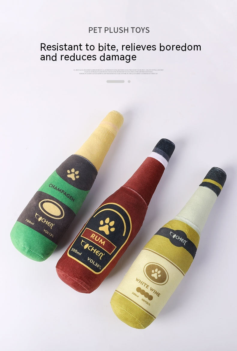Champagne Bottle Plush Dog Toy – Soft Bite-Resistant Play Toy