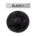 Fluffy Plush Donut Dog Bed – Soft Long Fur Washable Pet Sofa