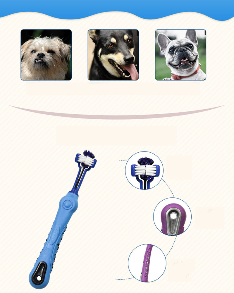 Three-Sided Pet Toothbrush – Gentle Gum Care & Daily Teeth Cleaning