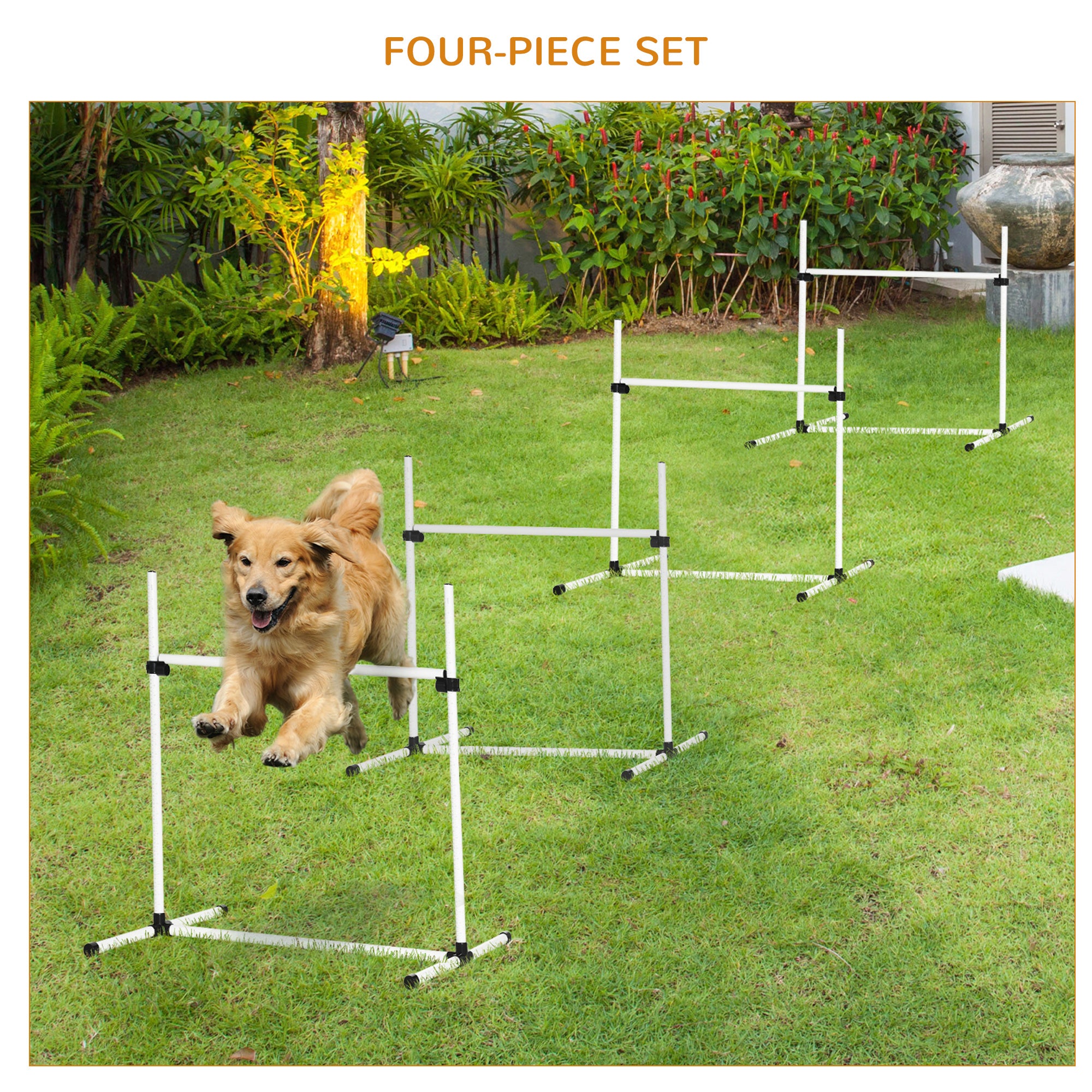 4-Piece Dog Agility Jump Training Set – Adjustable Height Jump Bars with Carry Bag