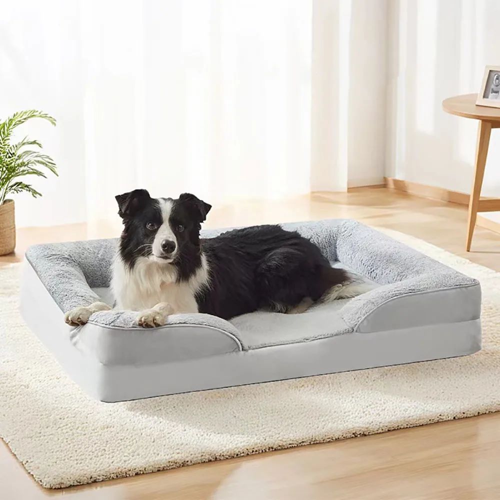 High Quality Orthopedic Memory Foam Dog Sofa Bed with Waterproof Liner & Non-Slip Base