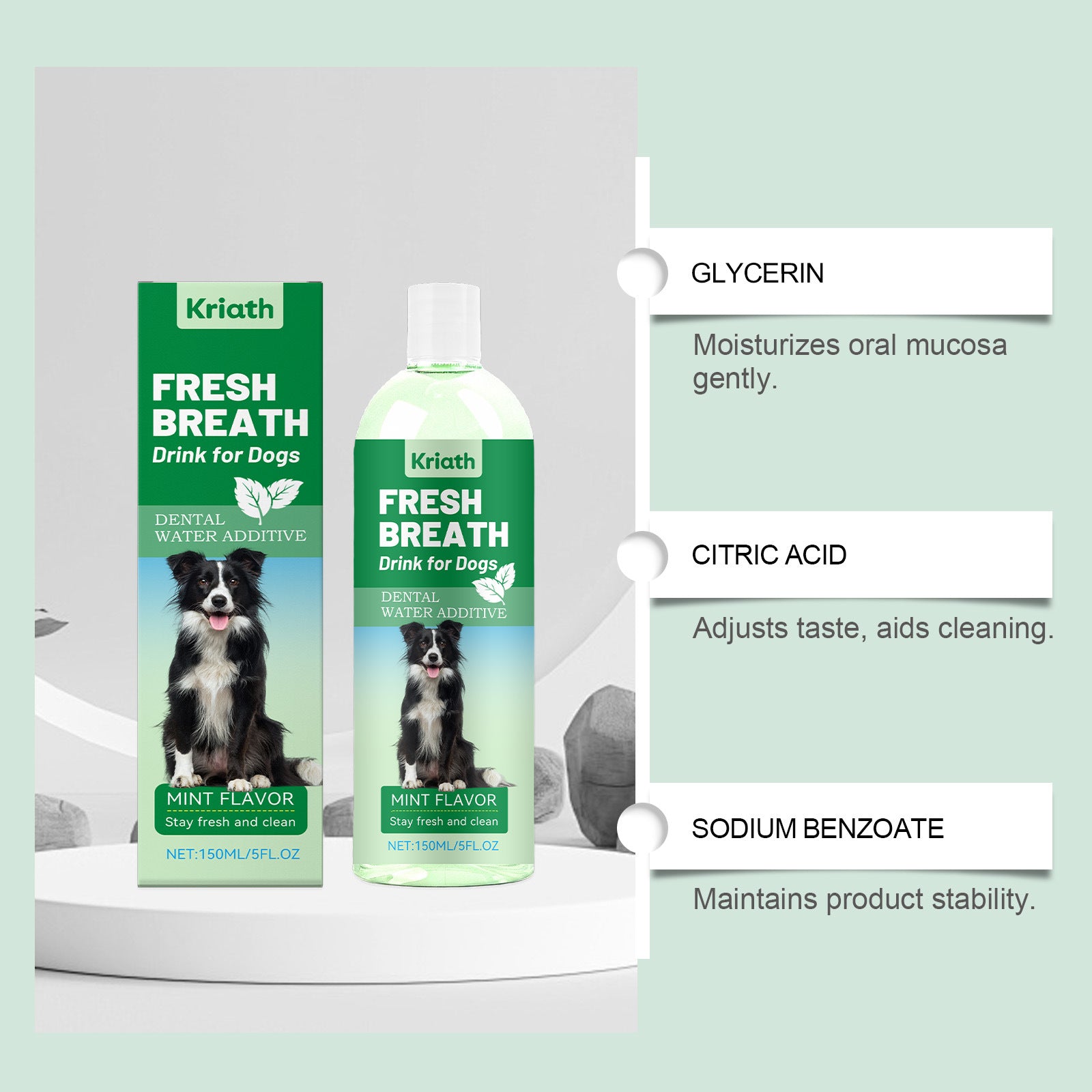 Fresh Breath Dental Water Additive for Dogs – Mint Flavor (150ml)