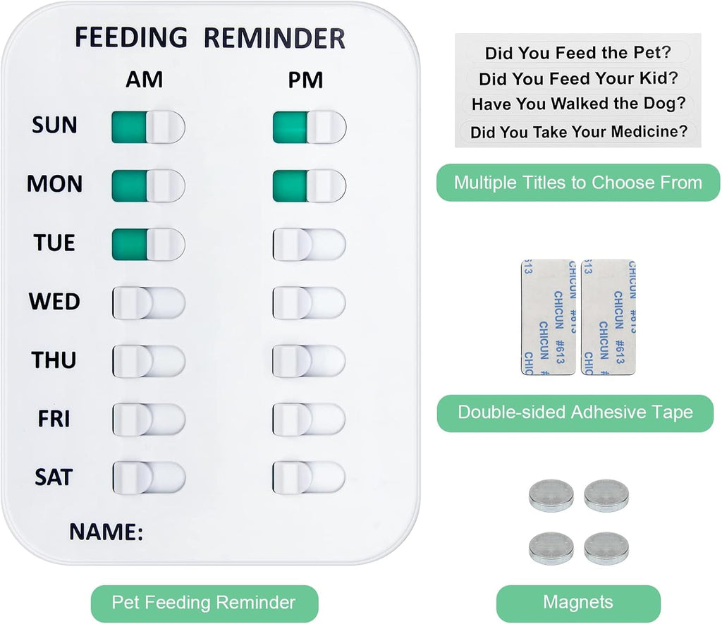 Pet Feeding Reminder Magnetic or Double Sided Adhesive, Prevent Overfeeding