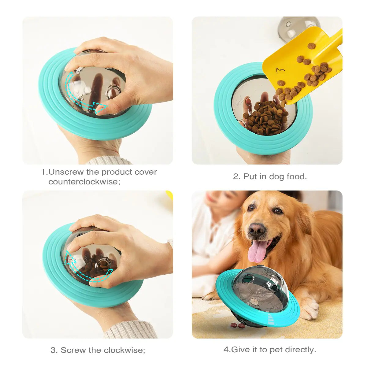 Rotating Disc Dog Feeder Toy - Bite Resistant Interactive Frisbee