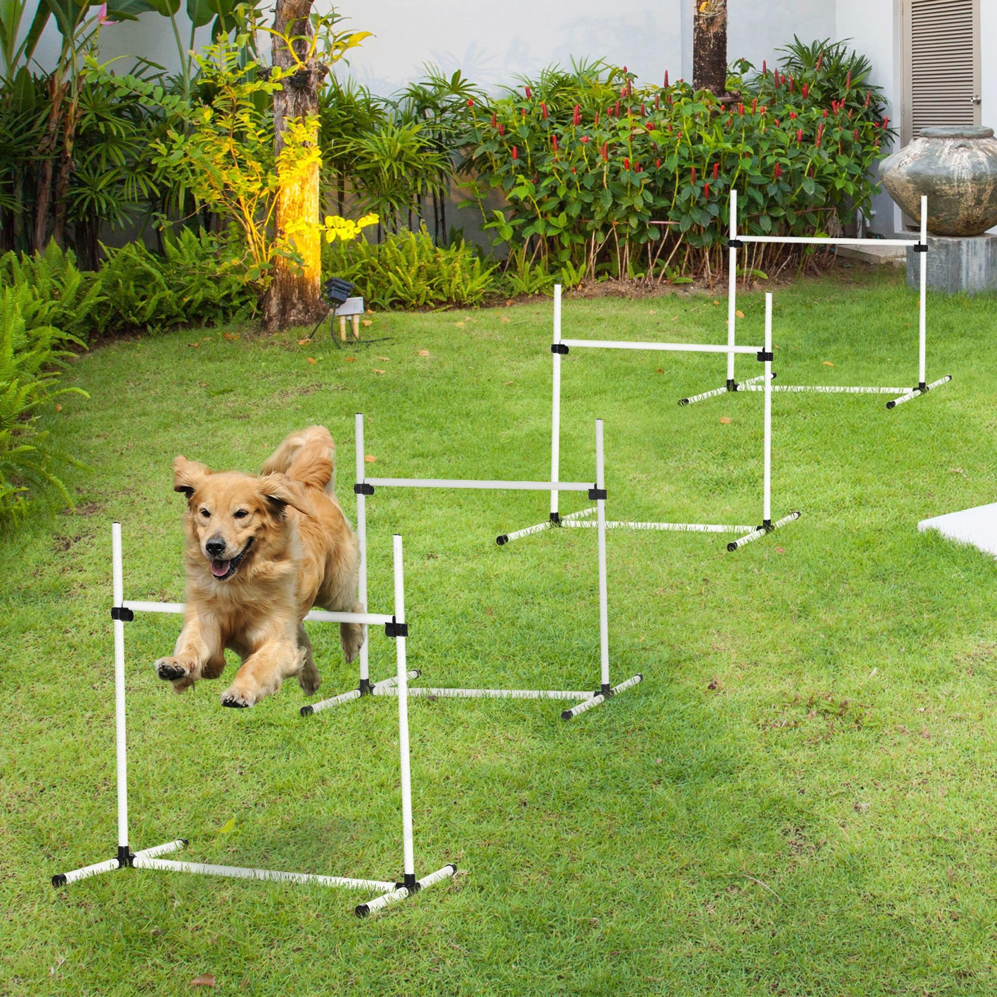4-Piece Dog Agility Jump Training Set – Adjustable Height Jump Bars with Carry Bag