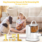 Dog Grooming Vacuum Kit – 1.5L Dust Cup, 12,000 Pa Shedding Brush (White)