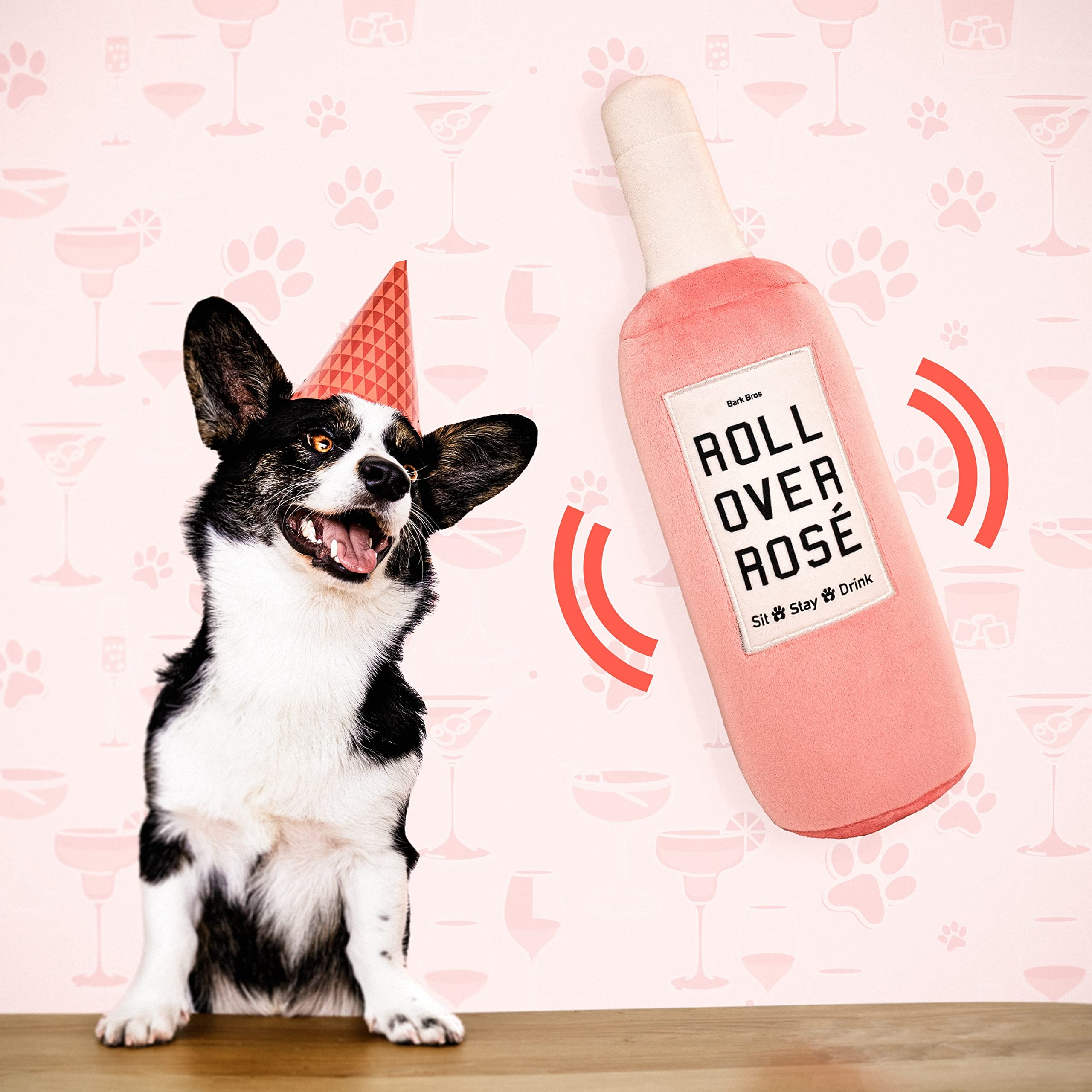 “Roll Over Rosé” Plush Dog Toy