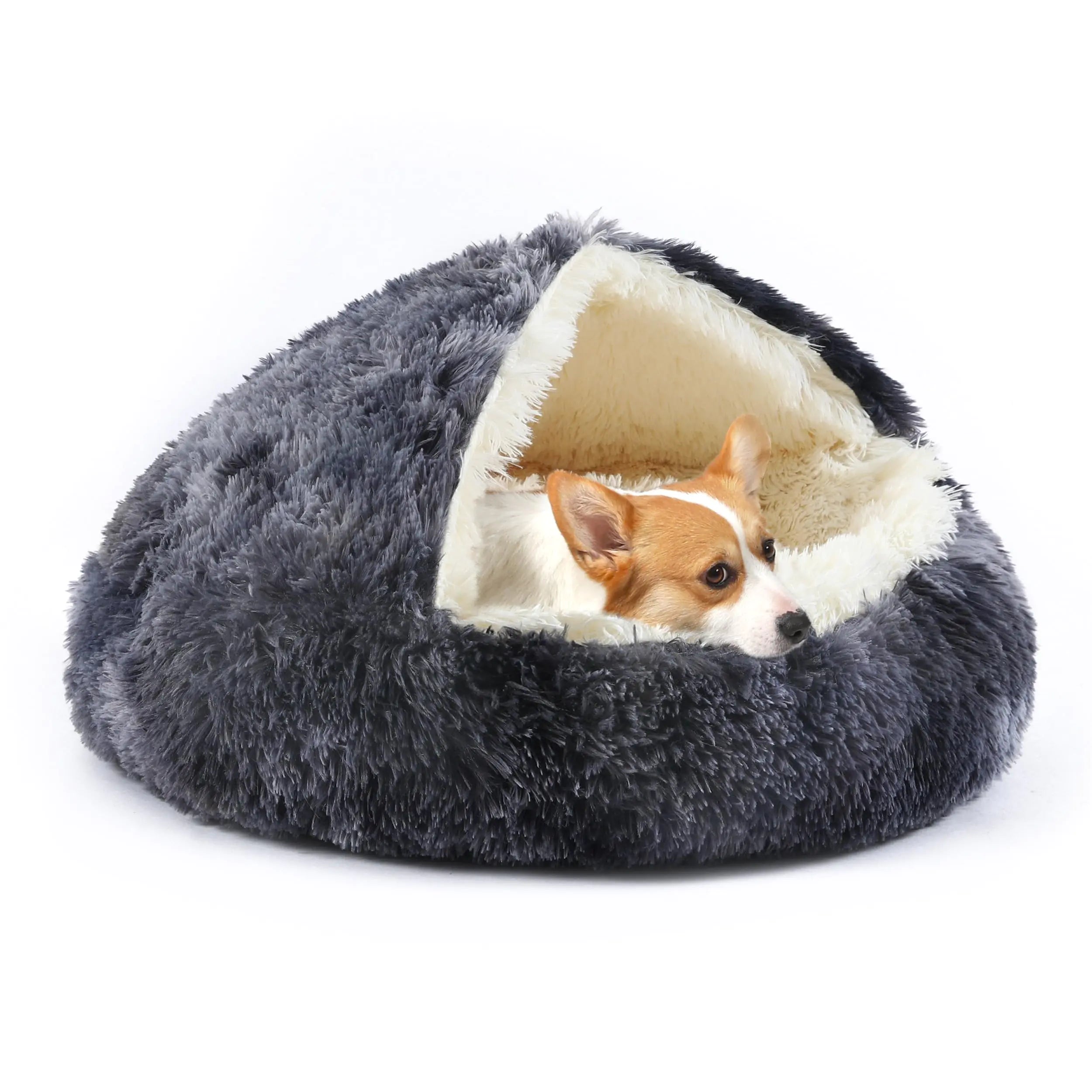 Hooded Plush Pet Cave
