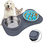 Anti-Choking Slow Feeder Dog Bowl Set – Puzzle Feeding Bowl with Non-Slip Silicone Mat for Small & Medium Dogs