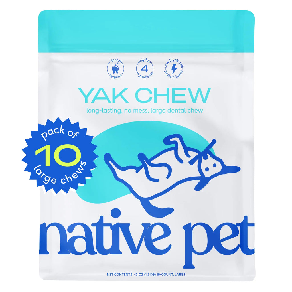 Native Pet Yak Large Dental Chews Himalayan Cheese Dog Treats, 10 count