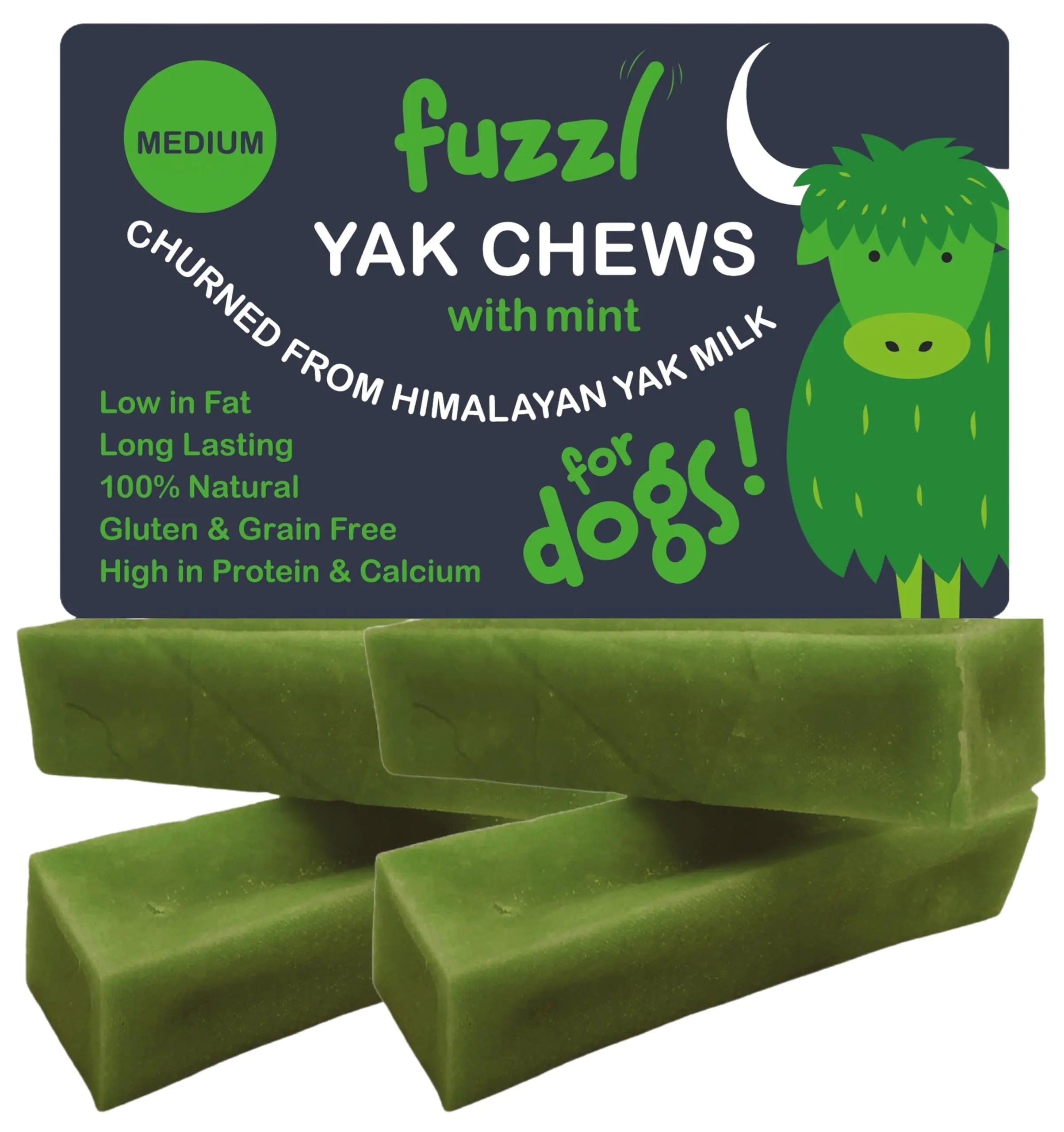 Fuzzl Yak Himalayan-Mint Dog Chews (Dental Sticks), 4 Pack