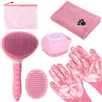 Pink Bath Grooming & Shower Kit for Pets (Brush, Gloves, Towel & Shampoo Scrubber)