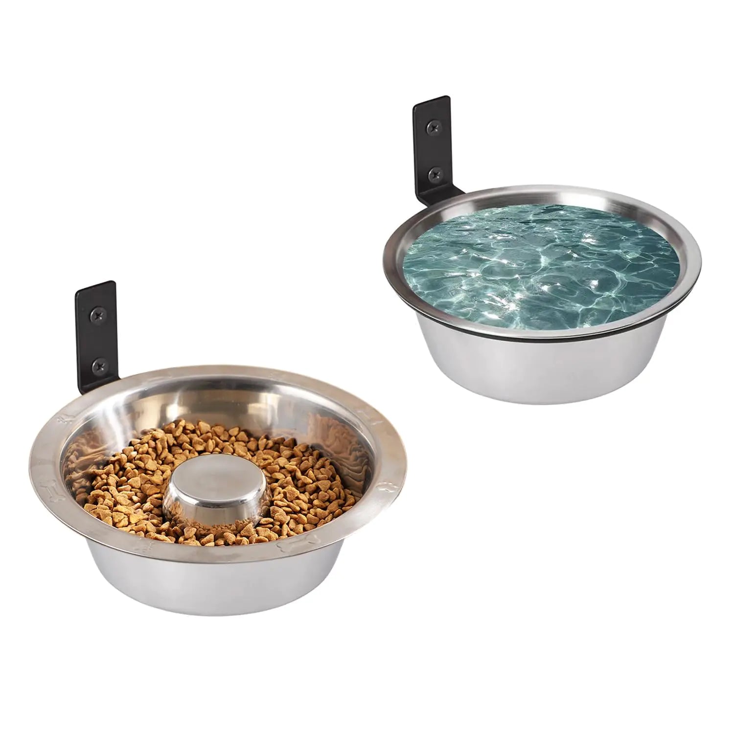 FOYO Wall-Mounted Elevated Slow Feeder Dog Bowls – Raised Food & Water Set for Medium Dogs