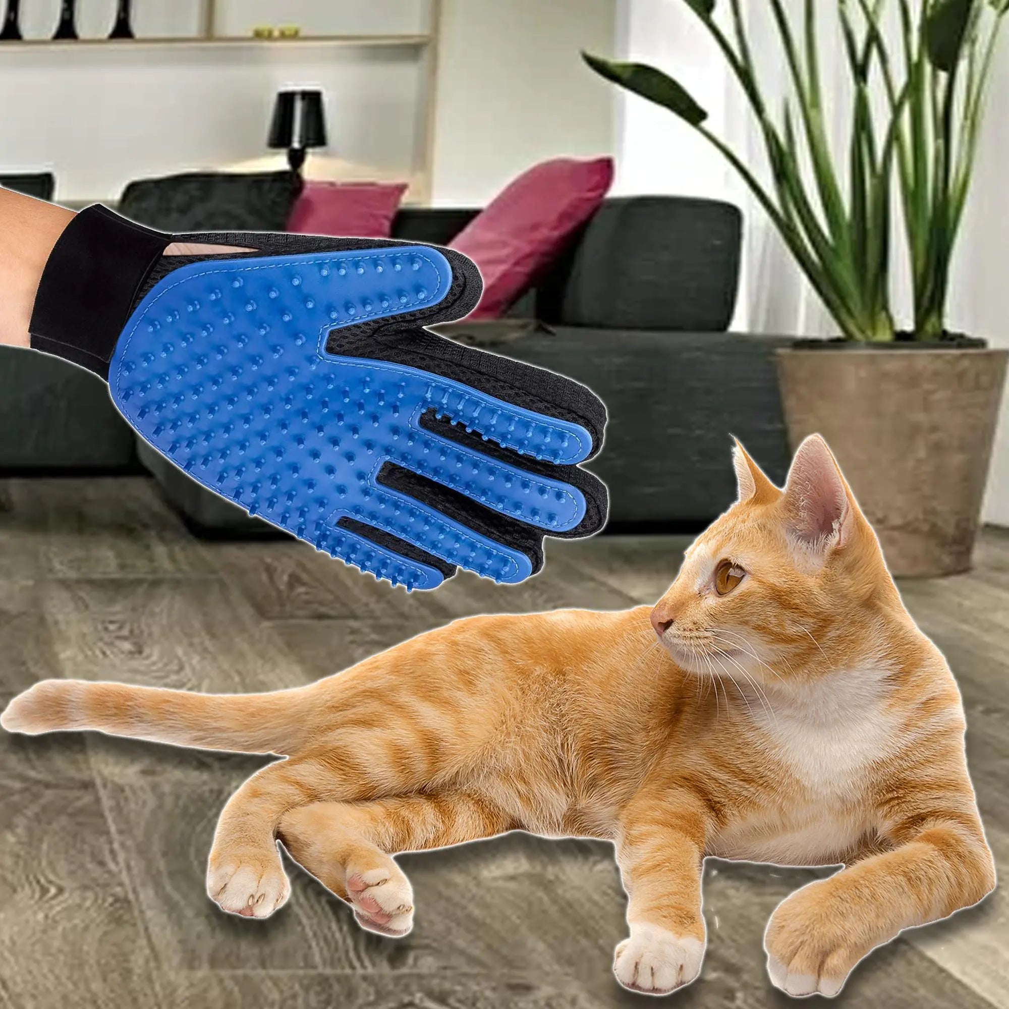 Pet Grooming Gloves (2pc Set — Deshedding, Massage & Hair Removal Mitts)