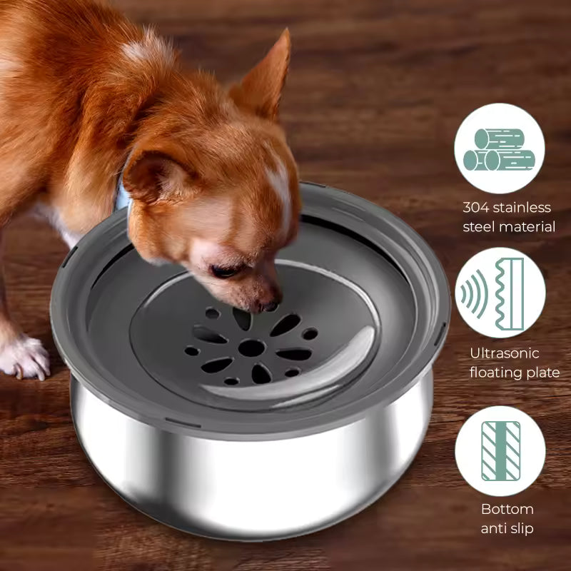 4L Stainless Steel Floating No-Splash Pet Water Bowl – Controlled-Flow Hydration for Dogs & Cats