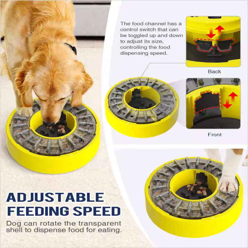 KADTC Large Capacity Adjustable Slow Spinning Dog Puzzle Feeder Bowl