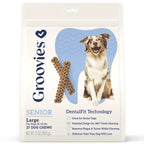 GROOVIES Senior Dog Dental Chew (27oz Large), 27 Chews