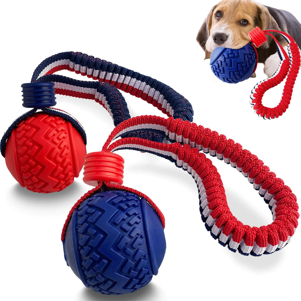 WIDJOQI Pet Ball Dog Toy Ball Toy Dog Ball with Rope pet Interactive Toy Rope Dog Ball Toy Throwing Toy Ball Small and Medium-Sized Dogs Tough Rope Durable Dog Ball TPR Rubber Ball (LTQ)
