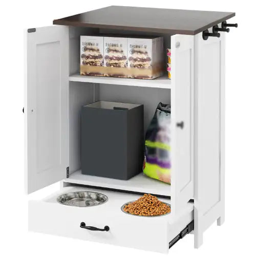 Dog Feeding Station with Hidden Bowls & Storage Locker