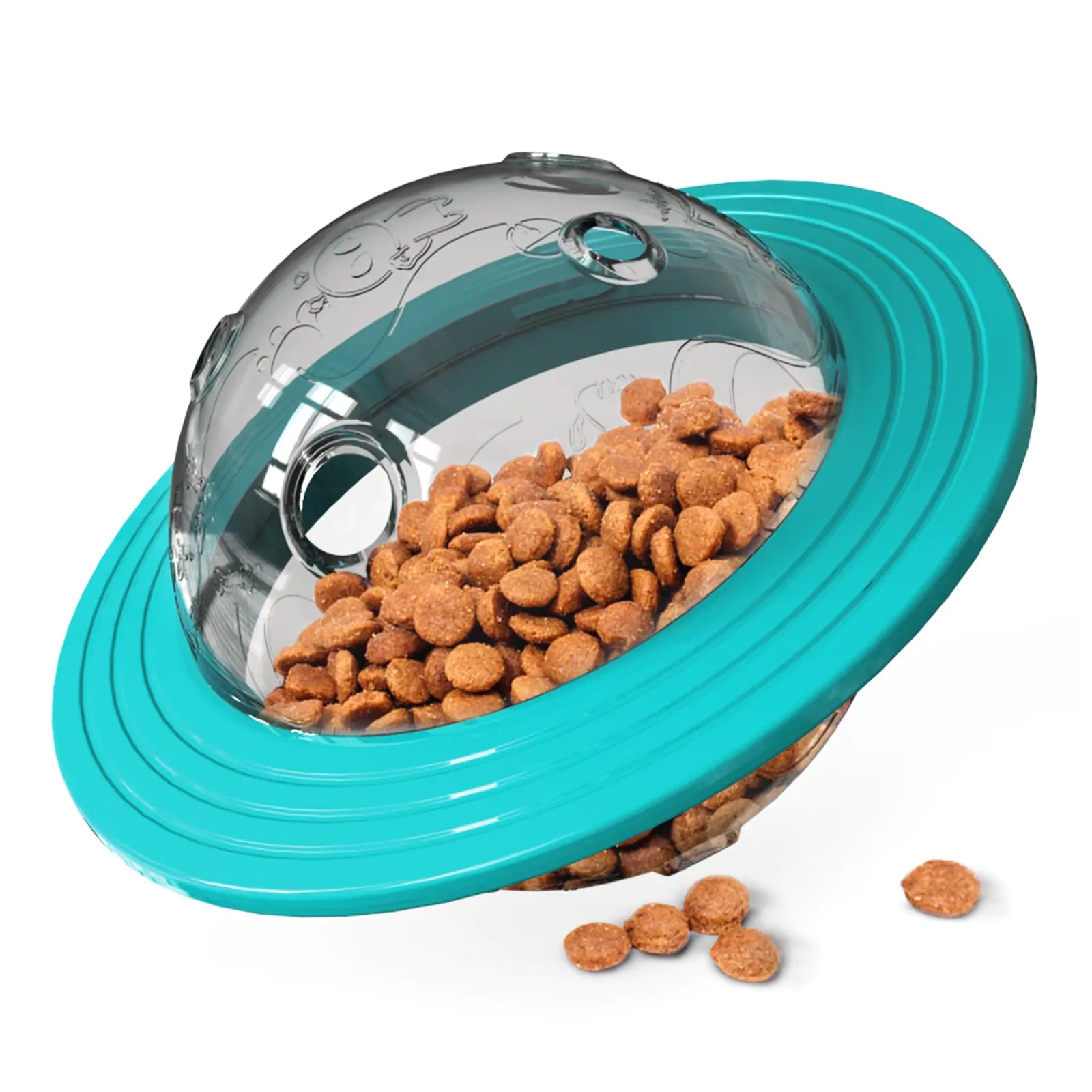 Rotating Disc Dog Feeder Toy - Bite Resistant Interactive Frisbee