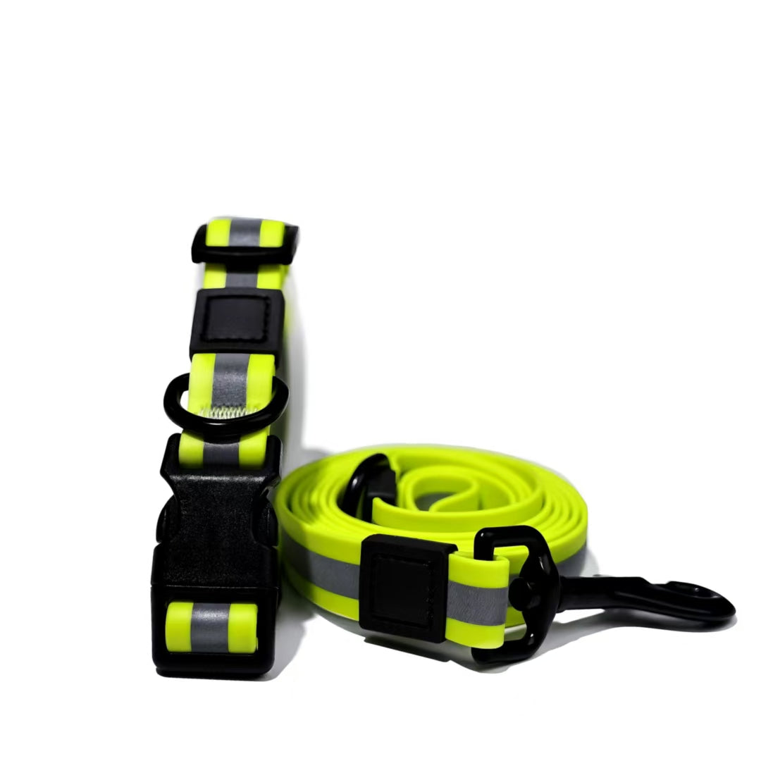 High-Visibility Reflective Dog Leash Set – Waterproof PVC Leash for Night Walk Safety