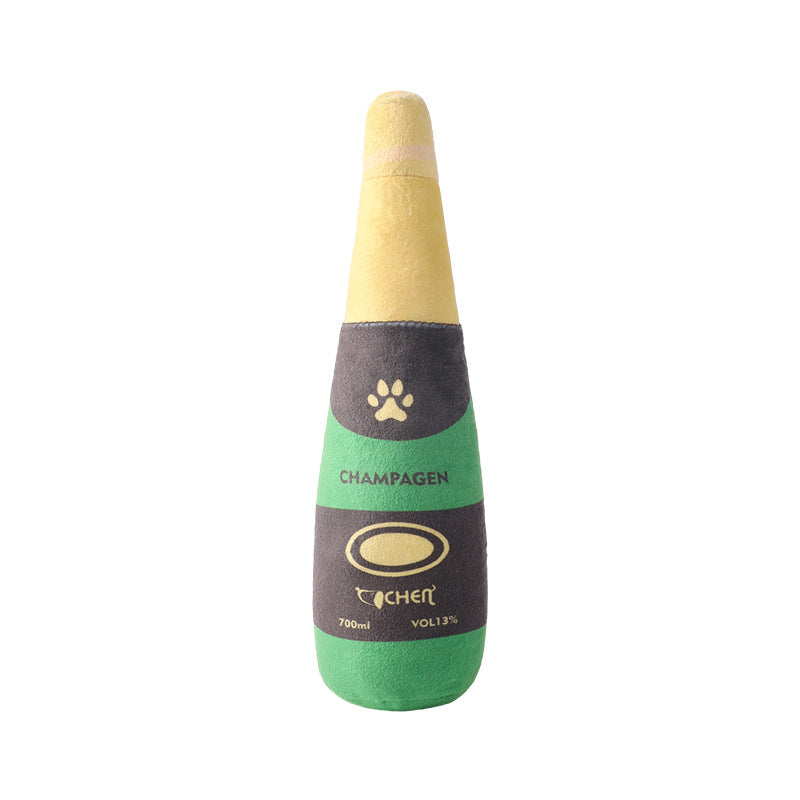 Champagne Bottle Plush Dog Toy – Soft Bite-Resistant Play Toy