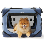 EasyFold Small Dog Travel Crate - (4-Door Kennel, Mesh Windows)