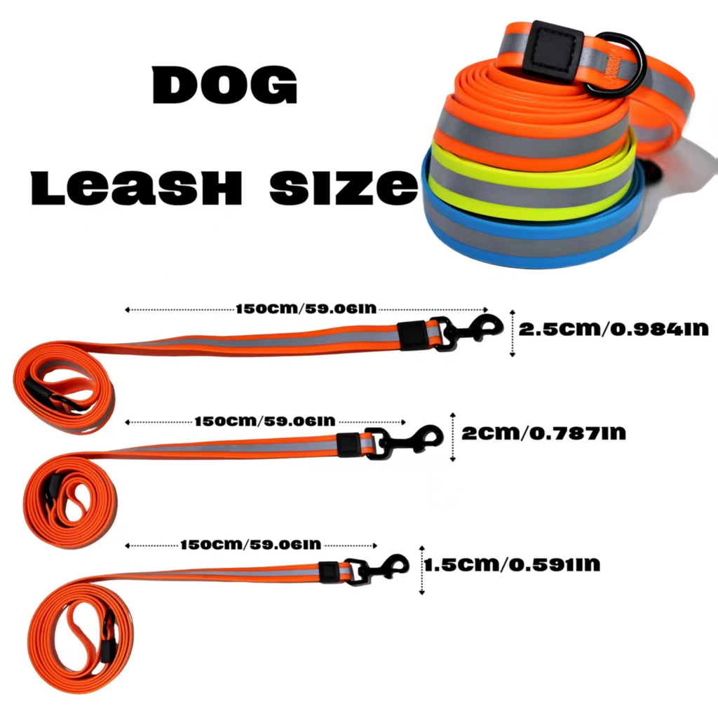 High-Visibility Reflective Dog Leash Set – Waterproof PVC Leash for Night Walk Safety