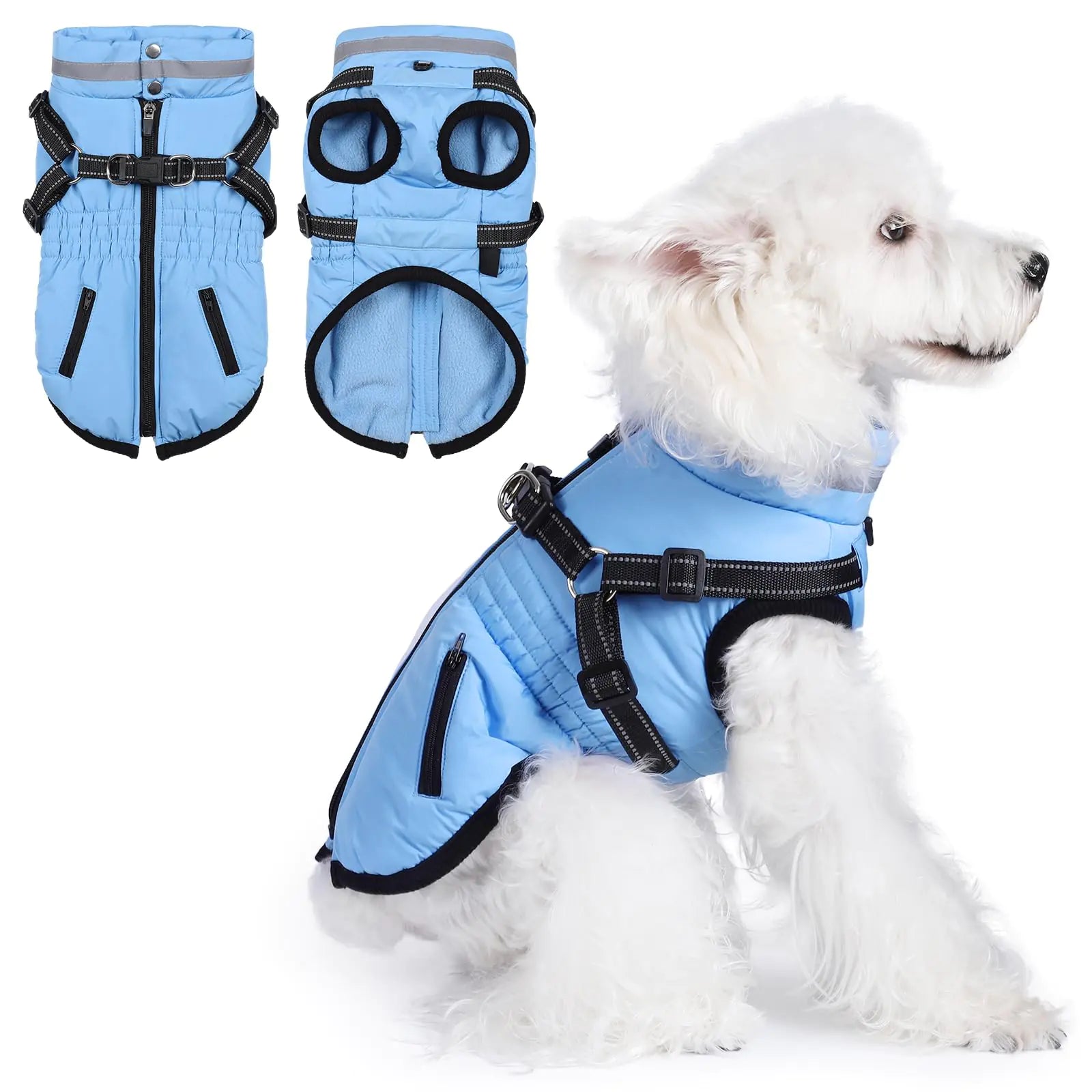 Gyuzh Dog Coat with HarnessDog Winter Coat JacketDog Coats Waterproof Dog JacketsWinter Waterproof Dog Coat Warm Cold Weather Dog Coat with Harness Built in for Small Medium Large Dogs