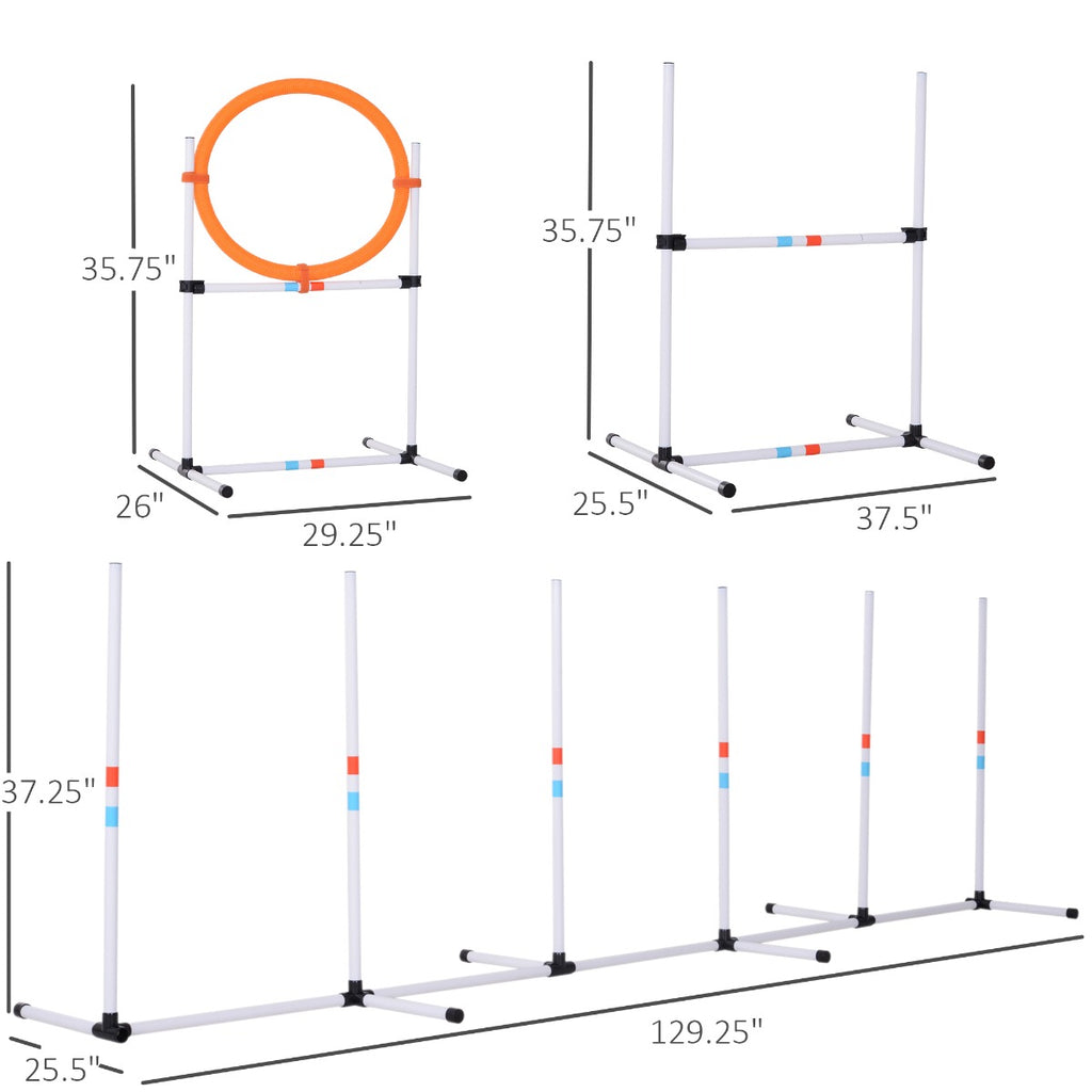 Portable Dog Agility Training Set – Adjustable Jump, Weave Poles & Ring with Carry Bag
