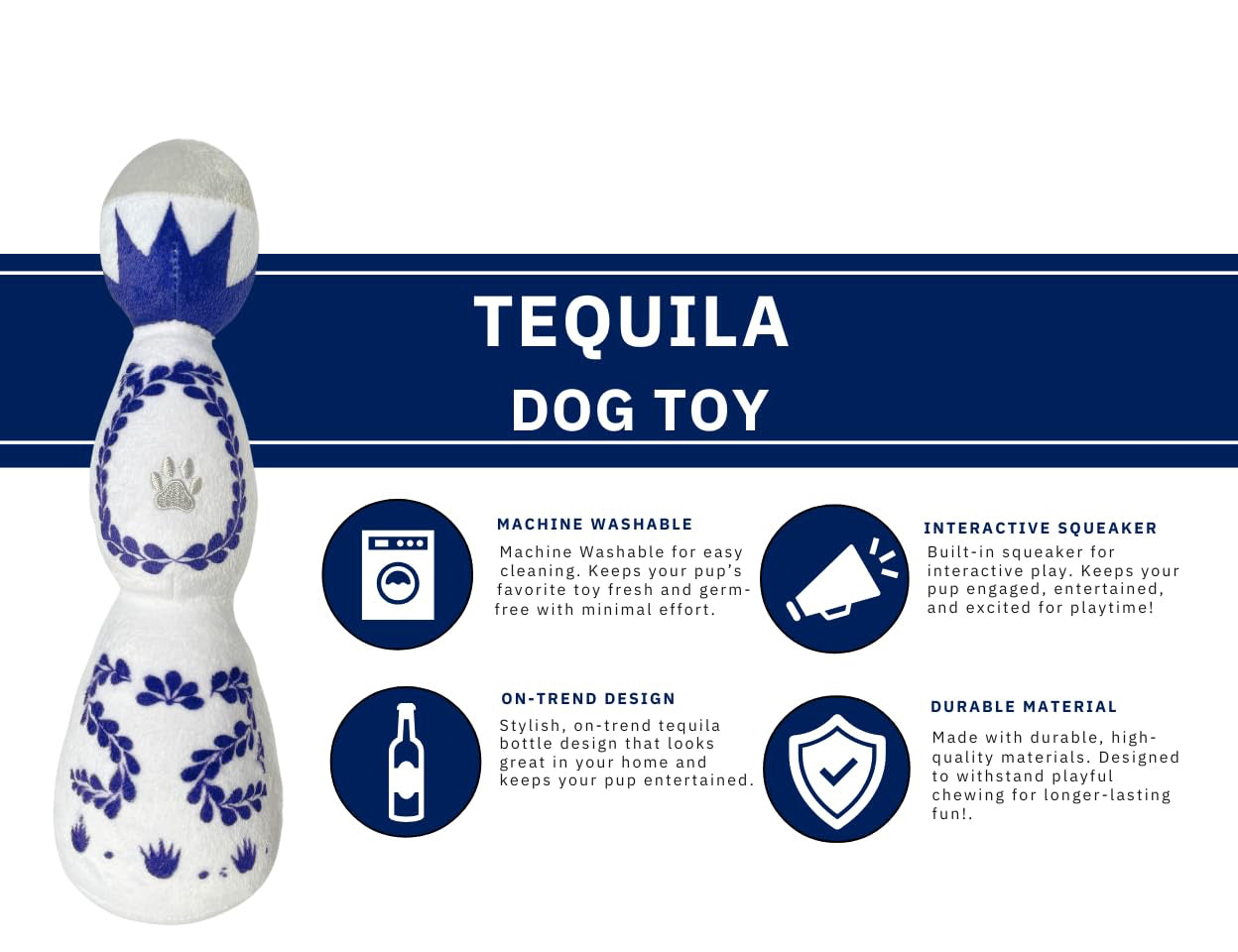 Tequila Bottle Plush Dog Toy – Soft Squeaky Novelty Toy