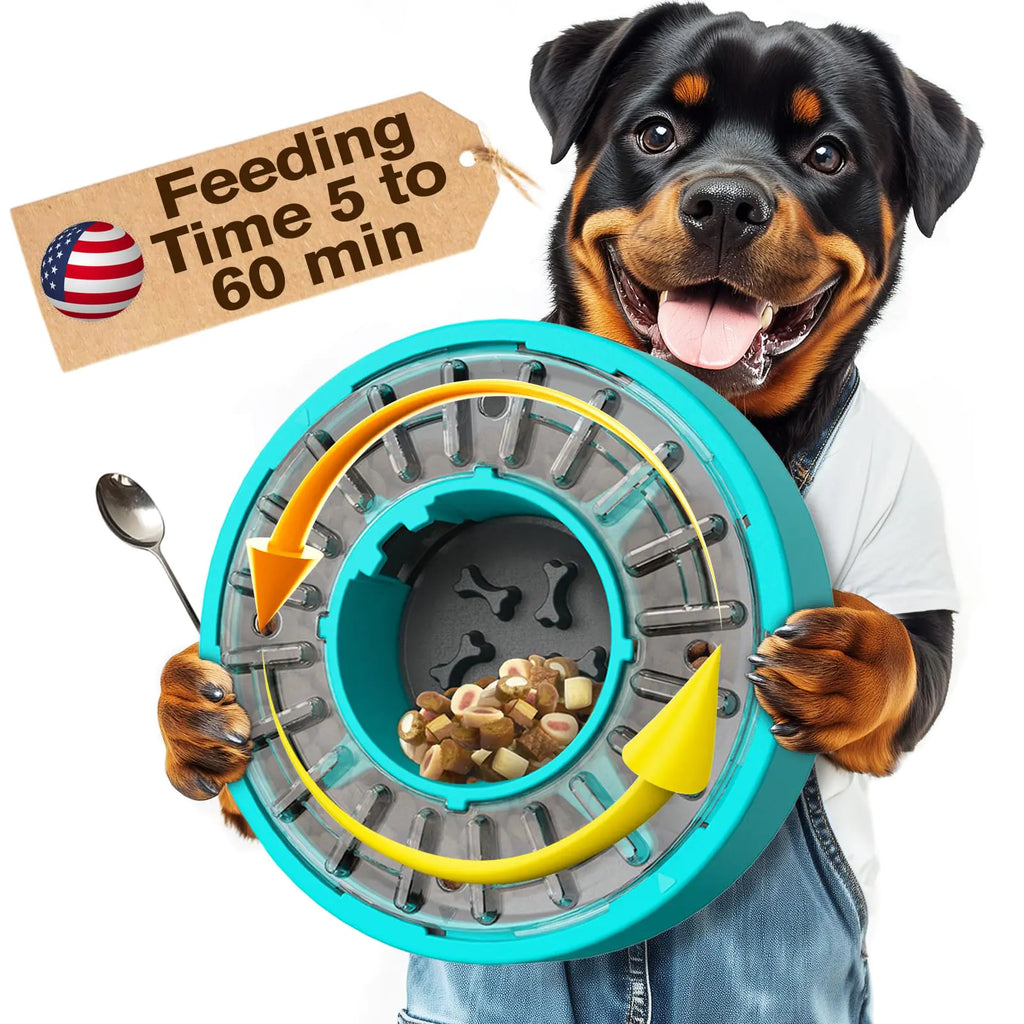 KADTC Large Capacity Adjustable Slow Spinning Dog Puzzle Feeder Bowl