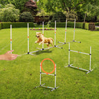 Portable Dog Agility Training Set – Adjustable Jump, Weave Poles & Ring with Carry Bag
