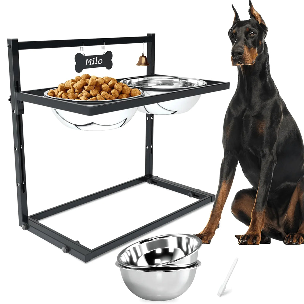 SHAINFUN Adjustable Elevated Dog Bowl Set (For Large & Extra-Large Breeds)