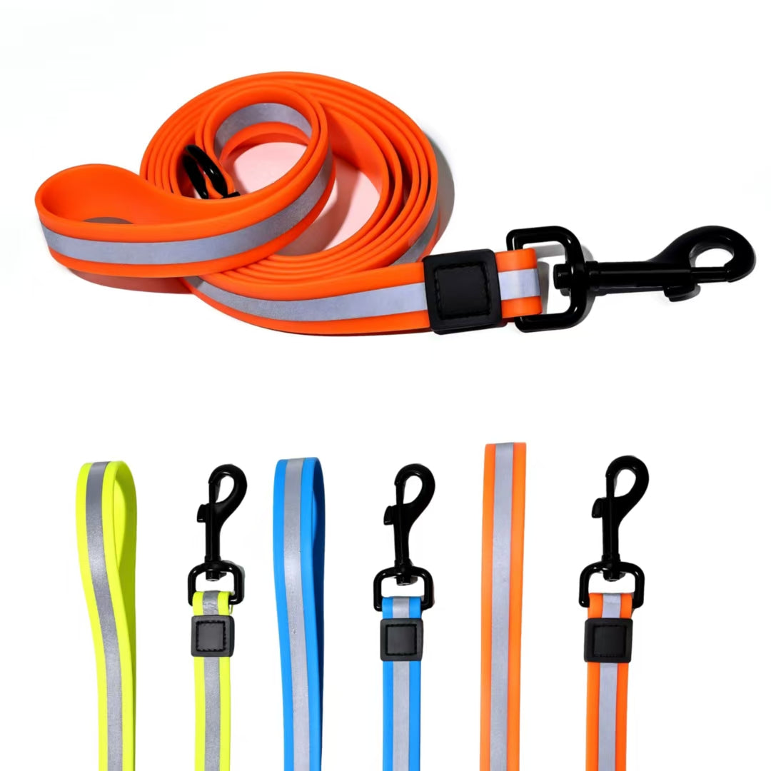High-Visibility Reflective Dog Leash Set – Waterproof PVC Leash for Night Walk Safety
