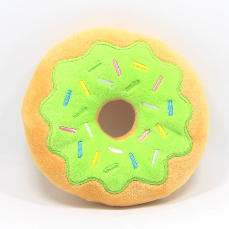 Plush Donut Dog Toy – Soft Squeak-Free Chew Toy for Dogs & Cats