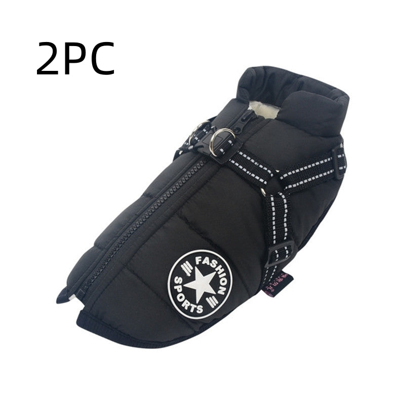 Waterproof Winter Dog Jacket – Warm Insulated Coat with Zipper & Reflective Strap