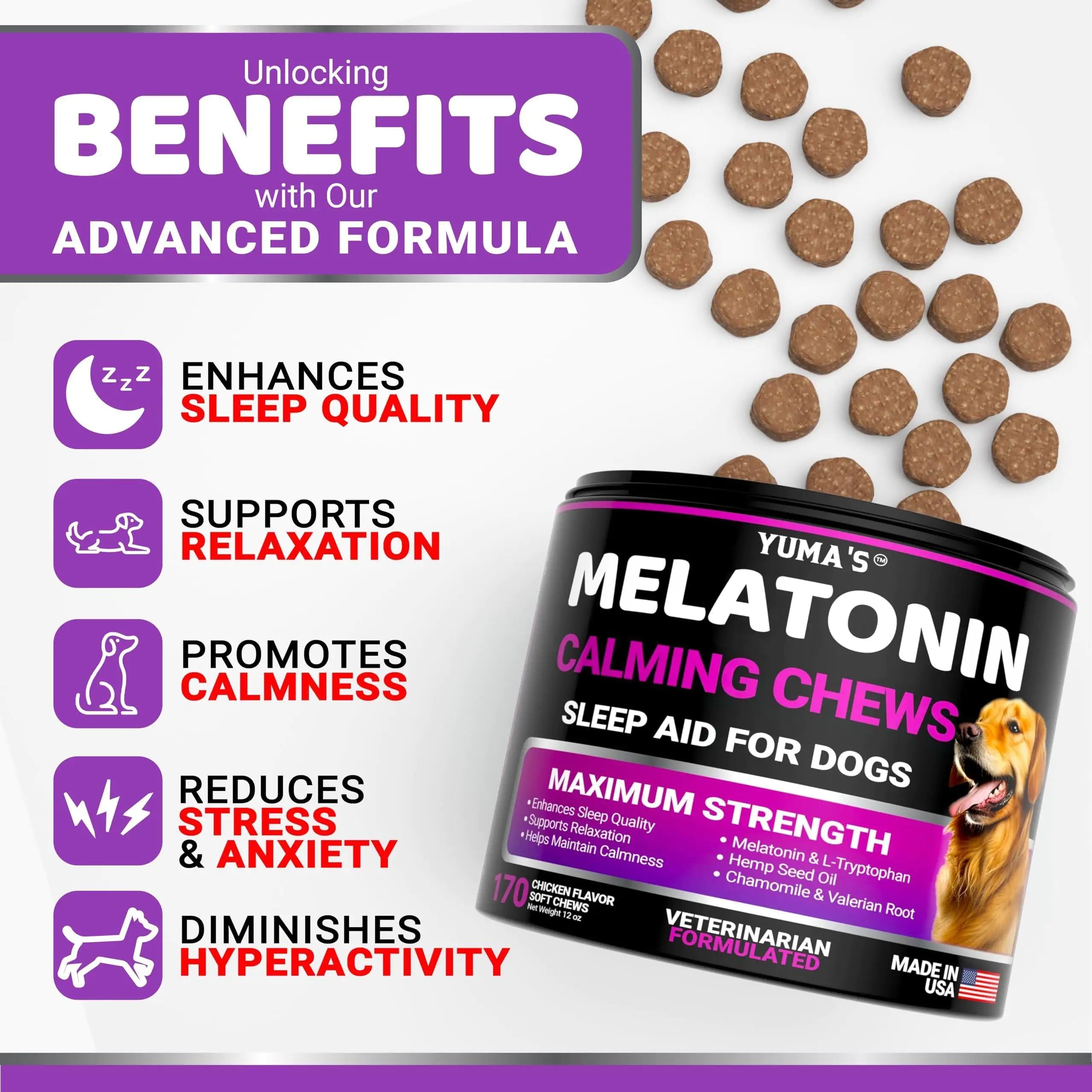 Melatonin Calming Chews for Dogs (170 Soft Chews)