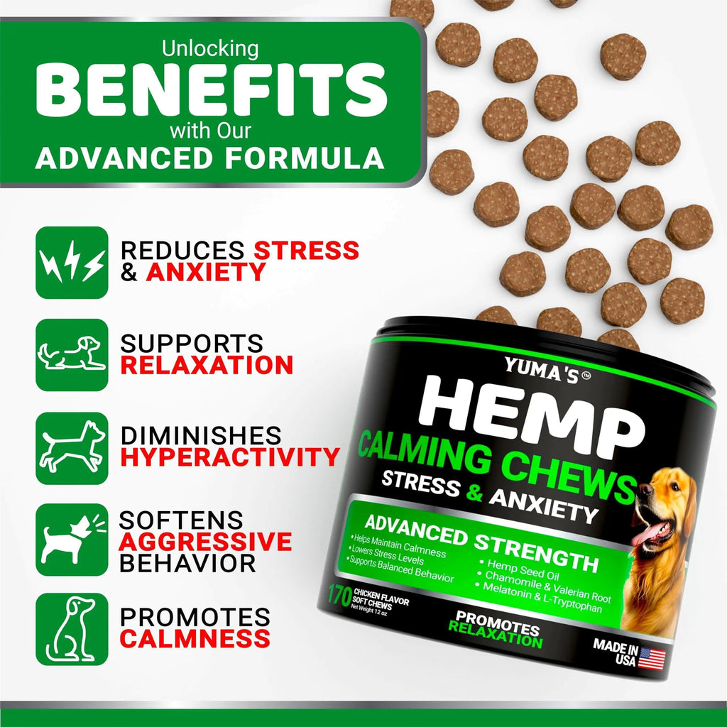 YUMA'S Hemp Calming Chews, 170 Chews Chicken Flavor