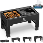 KungFuPet 2-in-1 Elevated Slow Feeder Dog Bowls – 4-Height Adjustable