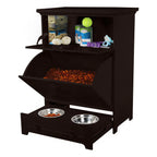 MiMu Raised Pet Feeding Station with Storage Cabinet – Elevated Dog & Cat Bowl Stand (Brown)