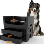 HIKINGO Elevated Dog Feeding Station – Quiet, Mess-Proof Raised Bowls with Dual Stainless Steel Dishes