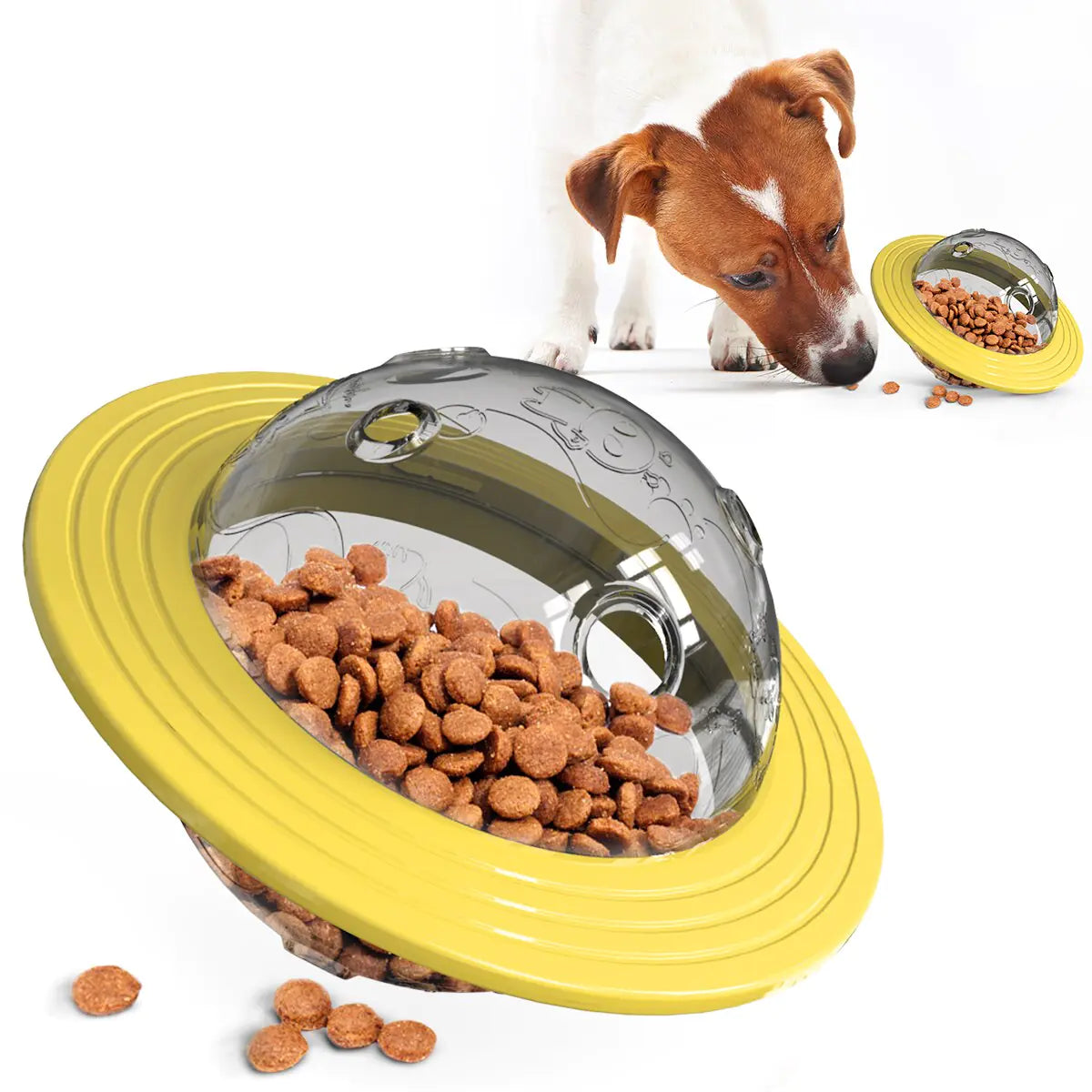 Rotating Disc Dog Feeder Toy - Bite Resistant Interactive Frisbee