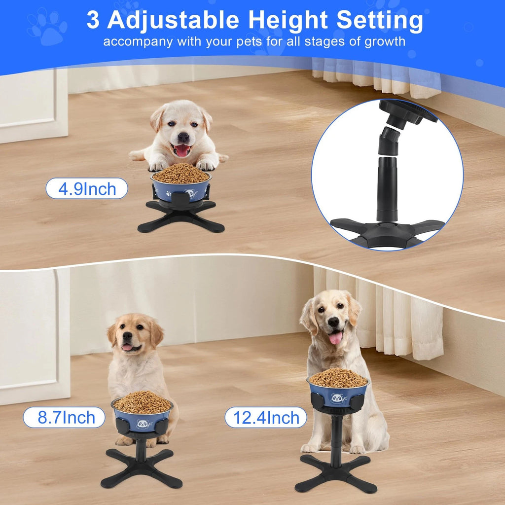 Elevated Adjustable Dog Bowl Stand – Raised Feeding Stand with 3 Heights & Tilted Angle for Medium & Large Dogs (2-Pack)