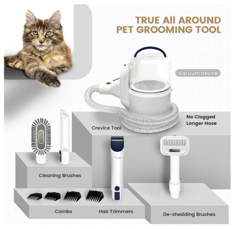 P50 Pet Grooming Vacuum Kit 2.5L with Dog Clippers & Deshedding Tools
