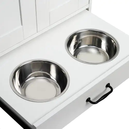 Dog Feeding Station with Hidden Bowls & Storage Locker