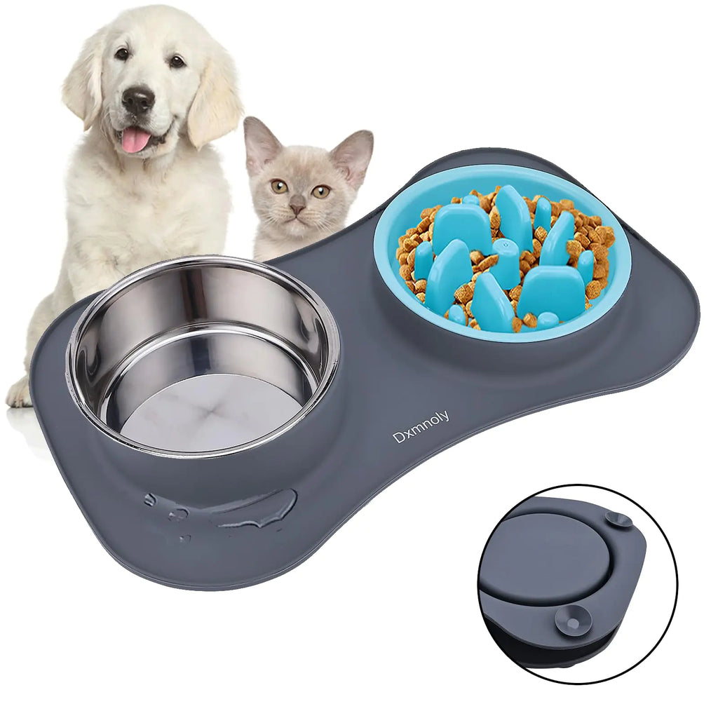 Anti-Choking Slow Feeder Dog Bowl Set – Puzzle Feeding Bowl with Non-Slip Silicone Mat for Small & Medium Dogs